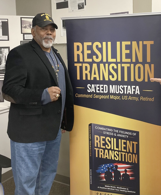 CSM Sa’eed Mustafa, author of “Resilient Transition: Combating the Feelings of Stress and Anxiety,” on his book tour.