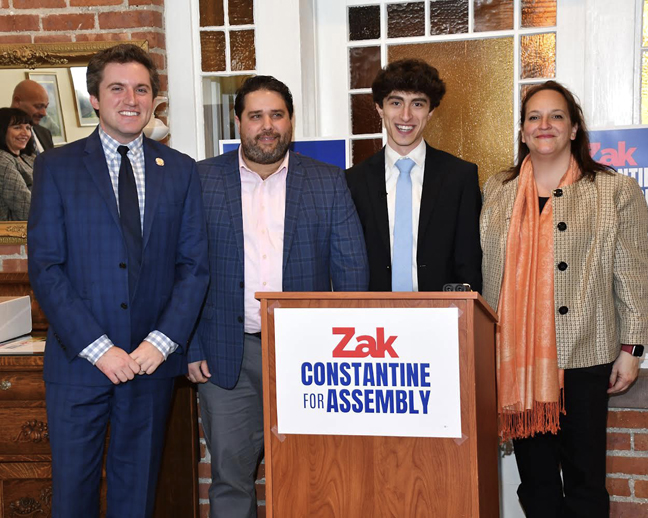 Zak Constantine (New Windsor) [second from right], former Community Outreach Coordinator to New York State Senator Jen Metzger, announced his candidacy for the 99th New York State Assembly District on Sunday, February 27th in Cornwall at the Cromwell Manor Historic Inn.
