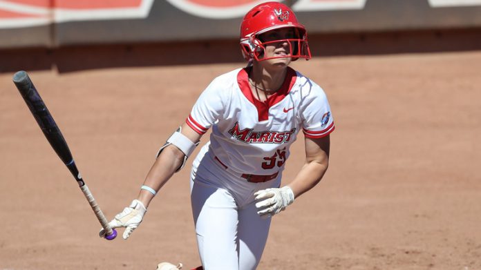 Shea Walsh reached safely in six of her seven plate appearances on Saturday. Photo: Chris Hook