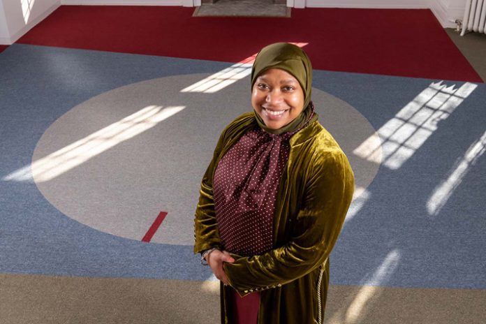 Vassar’s new Advisor for Muslim Student Life, Maryam Sharrieff. As Maryam Sharrieff assumes her new role as Advisor for Muslim Student Life, she says she’s eager to get to work in what she describes as a “warm and welcoming” environment. Photo: Karl Rabe