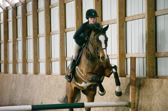 At Centenary, SUNY New Paltz qualified four athletes to regionals including Abby Artz (novice), Brie Costello (novice), Miko McGovern (open flat) and Devyn Looney (open fences and open flat). Photo: Natasia Plunkett