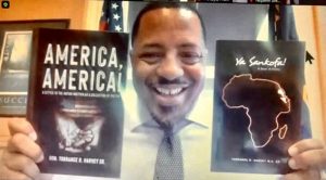 City of Newburgh Mayor Torrance Harvey shared original poems at the Second Annual Virtual Open Mic from his two poetry books “America, America!” and “Ya Sankofa!”. Photo: Mayor Torrance Harvey