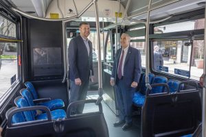County Executive Ryan and Comptroller DiNapoli discussed the growth in green jobs with organized labor, toured UCAT’s new electric busses.