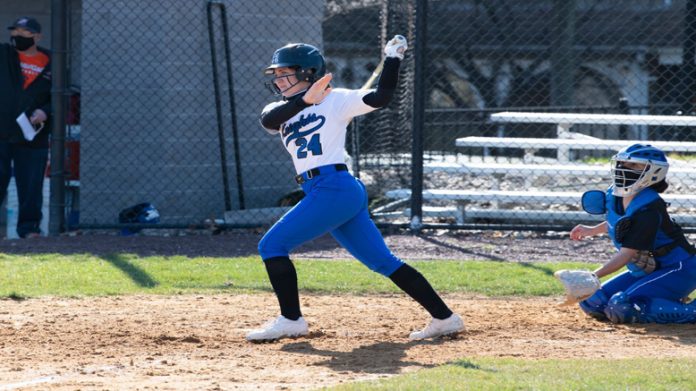 Laura Dentato connected on a grand slam and scored three runs for the Knights. Game two of the conference set was postponed due to weather. Photo: Lee Ferris