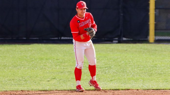 The Marist baseball team used a huge fourth inning to gain momentum and complete the three-game sweep of Monmouth with a 13-6 victory on Sunday afternoon. Photo: Kira Crutcher