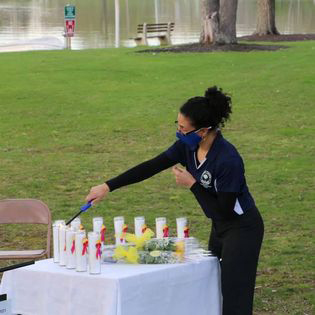 Crime Victim Counselor Alora Fischer at last year’s Crime Victims’ Vigil at Thomas Bull Memorial Park in Montgomery.