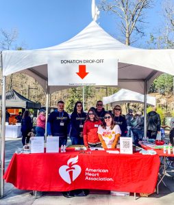 Volunteers from the American Heart Association collected donations and supplied informational resources for participants last Saturday on the Walkway Over the Hudson State Park in Highland.