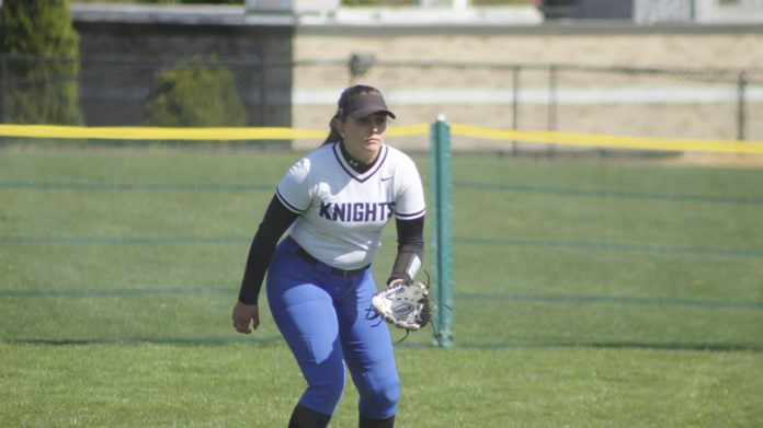 Samantha Bendig connected on a pair of home runs and drove in four runs, but the Mount Saint Mary College Softball team was limited to just five hits as it was eliminated from the 2022 Skyline Conference Championship. Photo: Ramasoj Williams