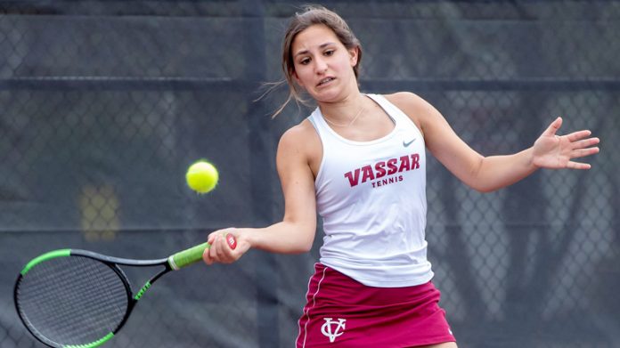 Doubles action saw the Brewers open up a 1-0 lead as senior captain Melina Stavropoulos, pictured, and sophomore Sofie Shen battled to an 8-3 victory.