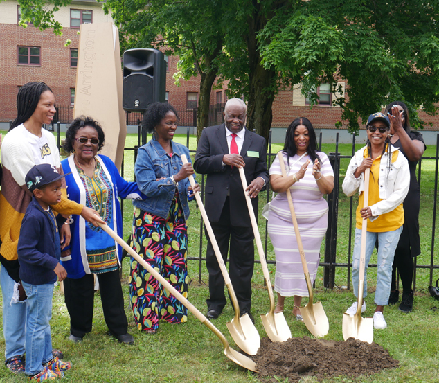 Five Poughkeepsie community leaders were chosen to be honored at last Saturday’s Groundbreaking Ceremony for The Champions Walk project. Denacca Johnson, her son, Daion, Perinnella “Penny” Lewis, Barbara Jeter-Jackson, Wesley J. Lee, Sharon Arrington, widow of Theodore “Tree” Arrington, and Jackie Ingram.