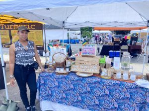 Courtney Wiggins, owner of The Winsome Apothecary, offering; clean deodorant, in shower scrubs, body oils and bath soaks, was one of the many vendors at Sunday’s Beacon Farmers Market.