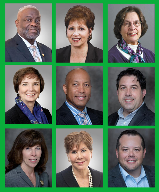 Top row: Wesley J. Lee, Noreen Hennessy and Nancy Kappler-Foster. Middle row: Marianne Collins, Keith Baskett and Jay Pantaleo. Bottom row: Alisa Swire, Nancy Boehm and Benjamin Smith.