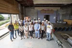 Mount Saint Mary College and Mid Hudson Construction Management hosted a hard hat tour highlighting the renovations being made to Guzman Hall on campus, Friday, July 8, 2022. Community leaders, such as the mayor of Newburgh, were on hand for the walkthrough. When completed in December 2022, Guzman Hall will become home to the Desmond Center for Community Engagement and Wellness and other community-based initiatives. Photo: Lee Ferris