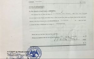 Here is a photo of 1955 warrant for “Mrs. Roy Bryant”.