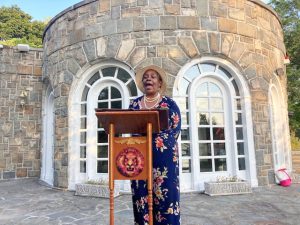 Gabrielle Hill, a life long City of Newburgh resident who is greatly involved with and intent upon improving her community, as well as one of the founding members of the Frederick Douglass in Newburgh Project, speaks at Thursday’s event.