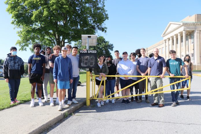Scholar’s in Mr. Schweizer’s Architecture, Engineering, and Design class received a $1,000 grant from the Awesome Newburgh Foundation to retrofit speed signs with solar panels. After their hard work, the signs are self-sufficient without the need for a plug or recharging station.