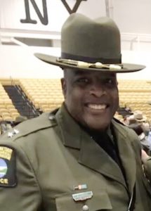 Bernie Rivers, the Democrat contender for Orange County Sheriff shown in his Department of Environmental Conservation Officer uniform.  In addition to his 10 years of experience as a corrections officer, Rivers has another 30 with the DEC’s Division of Law Enforcement, taking on a wide range of roles which he is hopeful will greatly assist him with the responsibilities as the Sheriff.