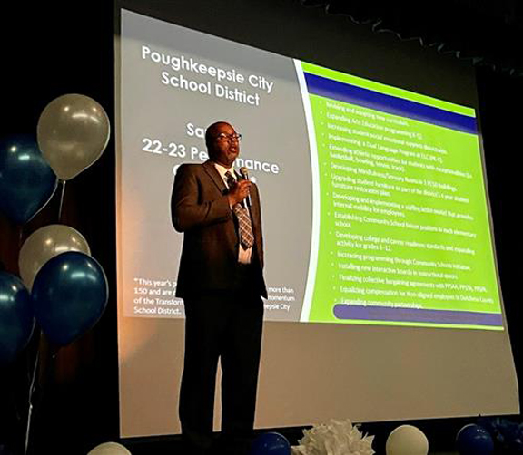 Poughkeepsie City School District employees came together in person for the first time in three years to enjoy the annual Convocation event. Superintendent Dr. Eric Jay Rosser delivered his school opening speech, thanking the staff for their commitment to the students of the Poughkeepsie City School District over the past several years.