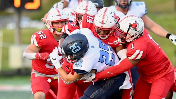 The Marist Red Foxes football team dropped its second straight game to start the season by a score of 38-3 to Columbia at Tenney Stadium on Saturday. Photo: Carlisle Stockton