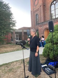Jean-Marie Niebuhr, Deputy Commissioner of Dutchess County Department of Behavioral and Community Health, speaks at Wednesday’s candlelight vigil, honoring International Drug Overdose Awareness Day.