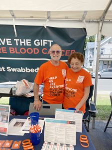 Stacey Lazarus and Lorraine Wernow, signing up potential donors at Touro College of Osteopathic Medicine in Middletown. Lorraine, who has not slowed down at the age of 88, is truly dedicated to saving lives.