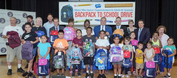 Mayor Mike Spano’s Backpack to School Donation Drive at Enrico Fermi School.