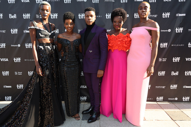 Sheila Atim, Thuso Mbedu, John Boyega, Viola Davis, and Lashana Lynch in The Woman King at the Toronto International Film Festival.