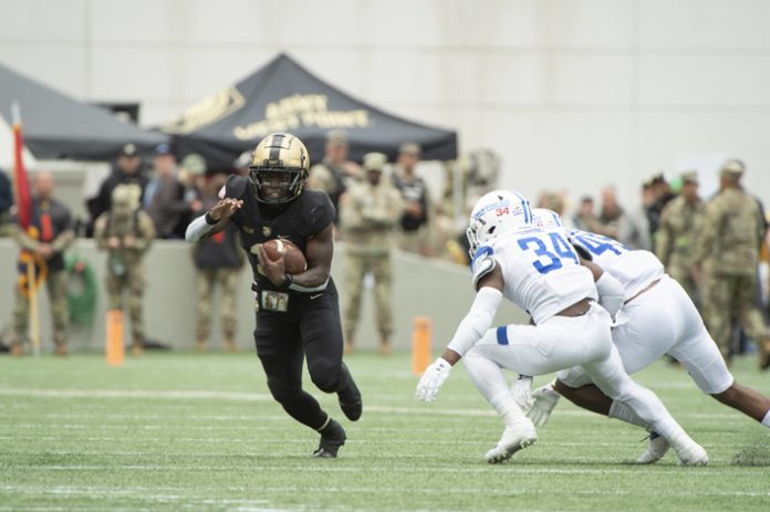 Army West Point Black Knights football team takes on the Georgia State Panthers on Saturday, October 1, 2022 at Michie Stadium, West Point, New York. Photo: John Pellino