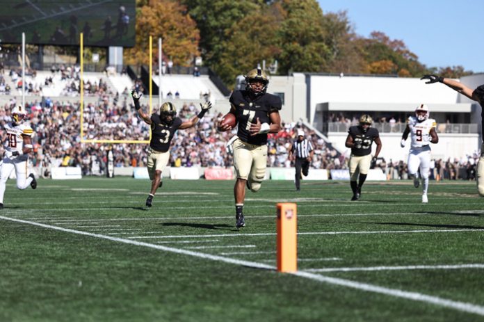 Army was lead by QB Jemel Jones, making his second consecutive start, who rushed 17 times for 96 yards and a career-best three rushing TDs.