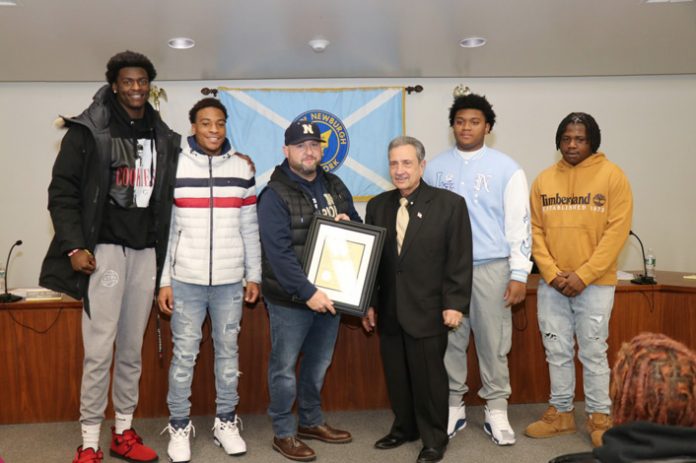 The Newburgh Free Academy (NFA) Varsity Football Team lead by Head Coach Bill Blanco received a Town of Newburgh Town Board Proclamation for their amazing achievement in reaching the 2022 New York State Public High School Athletic Association (NYSPHSAA) Football Championship.