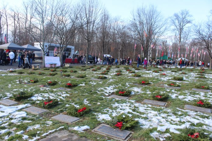 Wreaths at the County’s Veterans Memorial Cemetery on December 17th.