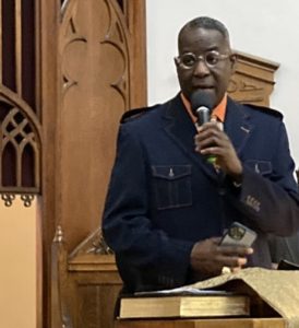 Bishop Jeffrey C. Woody, pastor of Cathedral at the House of Refuge, International Ministries, Inc. read from the Old Testament at The 55th Annual Rev. Dr. Martin Luther King, Jr. Celebration sponsored by The Christian Ministerial Fellowship of Newburgh & Vicinity.