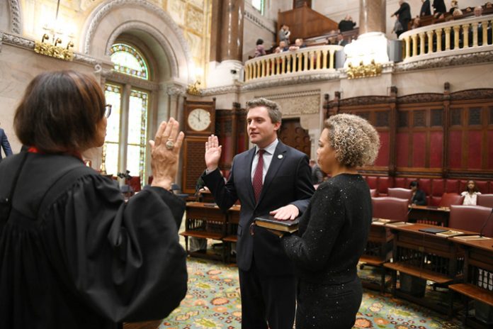 Senator James Skoufis is sworn in for a third term on January 4, 2023, representing the new 42nd district.