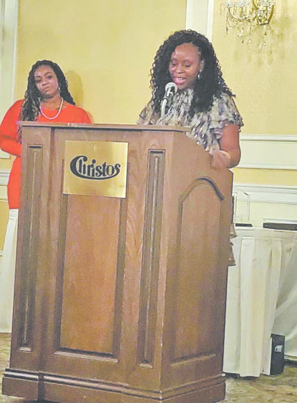 Karmen Smallwood, the recipient of the Robert “Bob” Auchincloss Nia Award, was one of several community members to be recognized Friday night at the 8th Annual Rosa Parks Community Icon Awards. Smallwood, Dutchess County’s first Assistant Commissioner for Youth Services, spoke about her deep roots to the R.E.A.L. Skills Network Inc. As well as it’s founder, Theodore “Tree” Arrington. The group’s Administrative Program Coordinator, Cleopatra Jordan- Johnson, looks on.