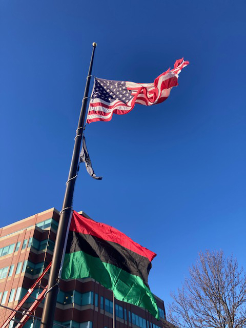 Wednesday afternoon, The City of Newburgh held a ceremony at Broadway Park, officially raising the Pan-African Flag in celebration of Black History Month. The tri-color flag of three equal horizontal bands of red, black and green, will fly throughout the month.