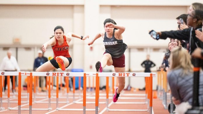 The Vassar College Men’s and Women’s Track and Field teams completed their first ever Liberty League Indoor Track and Field Championships at RIT on Saturday. Photo: Anton Coghlan