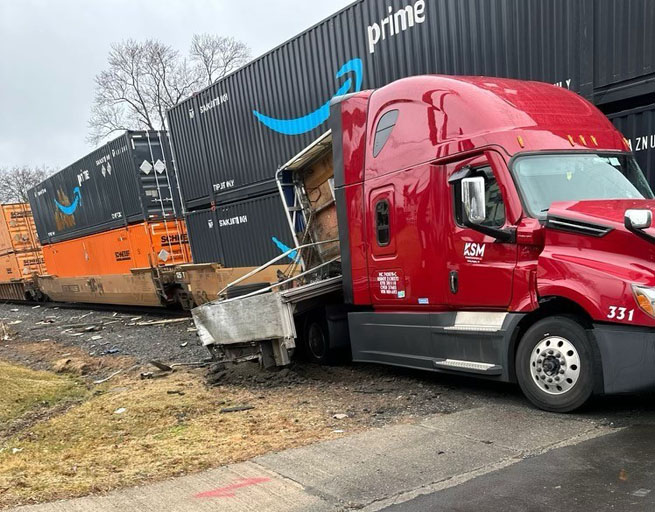 In Haverstraw, a tractor trailer was involved in an accident with a train on Thursday, February 23.