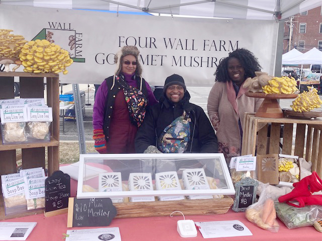 From left are KC Lovell and husband, Jeff Lovell, owners of Four Wall Farm, which features an assortment of fresh harvested, gourmet mushroom varieties as well as original recipes, allowing customers to select their own and go on a unique culinary adventure. On the right is another vendor, Marie Mezile of Life Solutions, offering a wide range of CBD options. Mezile is one of the first Haitian women in New York State to own her own CBD business.