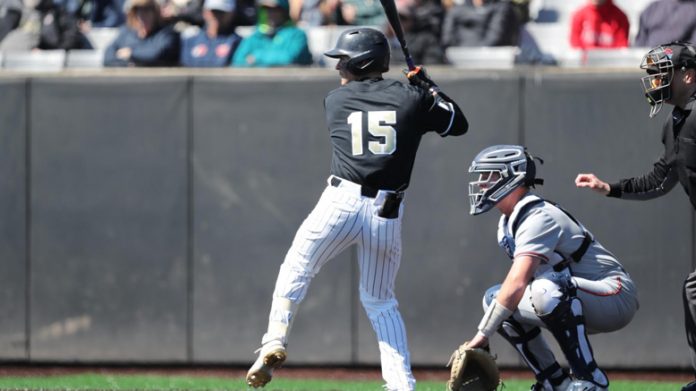 Army’s Kevin Dubrule hit a grand slam, giving the Black Knights the lead, securing the win for Army.