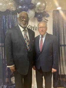 Pastor Dr. Rev. Jesse V. Bottoms Jr. poses with Dutchess County District Attorney William V. Grady after Law Enforcement Appreciation Day at Beulah Baptist Church.