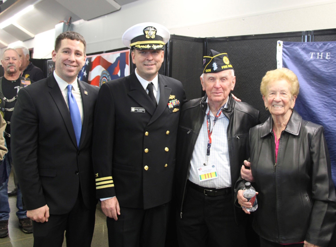 (From left to right) 1. Assemblyman Brian Maher, Orange County Executive Steven M. Neuhaus, Andrew H. Brew Sr. of the Town of Newburgh and his wife, Ruby Brew, after Saturday’s ceremony at the Armory. Andrew Brew served in the U.S. Air Force for 20 years, including two tours in Vietnam.