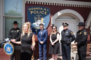 Kellyann Kostyal-Larrier, Executive Director of Fearless! addresses the significant change to state law hat will mandate arrests in cases of domestic violence. Hudson Valley Press/CHUCK STEWART, JR.