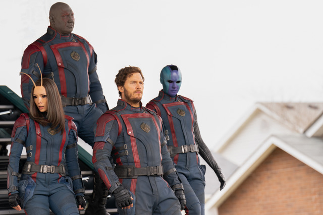 Pom Klementieff, David Bautista, Chris Platt and Karen Gillan in Guardians of the Galaxy Vol. 3.