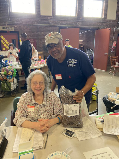 Ray Harvey, President of the NAACP, Newburgh- Highland Falls Chapter for the past five years as well as the First Vice President of the Department of NY VFW Auxilary to John Kenner Post 973 Newburgh was on hand at last Friday’s monthly Giving Day, held at the Newburgh Armory. Harvey, who is pictured with lead organizer, Marietta Allan, will now be a regular volunteer at the popular event, providing food, clothing and other essentials to the community.