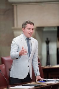 Senator Skoufis reads the names of valedictorians and salutatorians from his Orange County district in front of colleagues on the Senate floor.