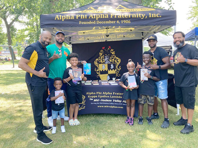 Members of the Alpha Phi Alpha Fraternity, Inc., were on hand Monday, June 19, 2023, at Beacon’s First Annual Juneteenth Riverfront Festival, providing free books to guests while celebrating community and freedom. The well- attended, successful event included; a wide range of entertainment, food trucks, and assorted vendors, all celebrating the recently nationally recognized holiday of freedom.