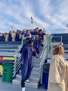 Members of the 2023 Beacon High School Class eagerly await stepping out onto Heritage Financial Park field to participate in Thursday night’s Commencement.