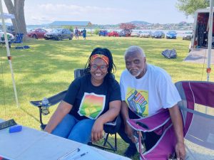 On the left is Lastar Gorton and on the right is her uncle: Michael Faison (aka Bosco), organizers of the first annual Beacon Juneteenth Riverfront Festival, held Monday, June 19, 2023.