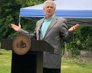 Dutchess County Executive, William F.X. O’Neil, speaks at Thursday’s Malcolm X Park Ribbon Cutting Event. 