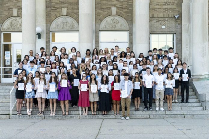 More than 100 Newburgh Free Academy scholars were inducted to the National Honor Society, Sarah W. Snowden Chapter. Photo: Gina Carbone